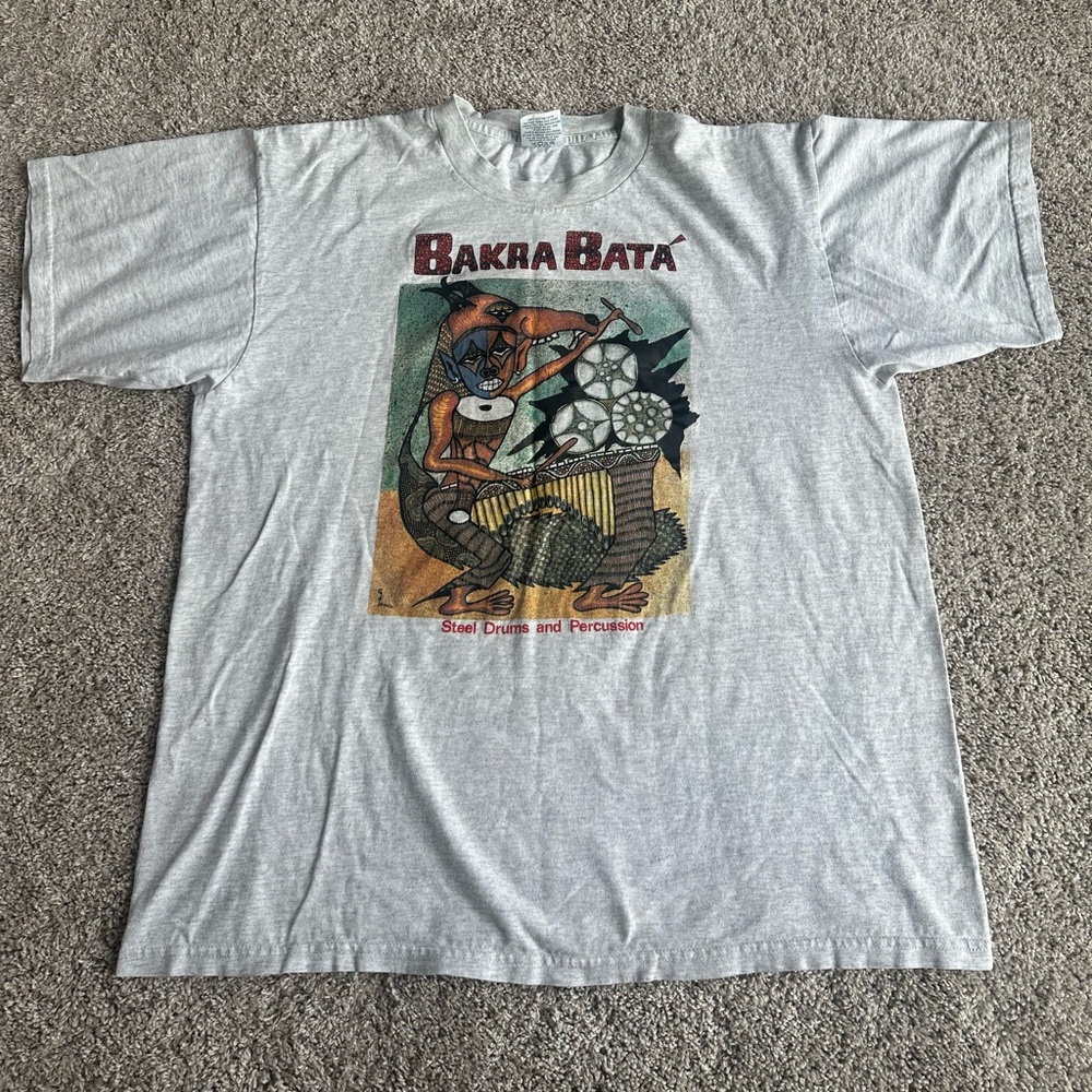 Vintage Bakra Bata Steel Drums Percussion T Shirt XL 100% cotton